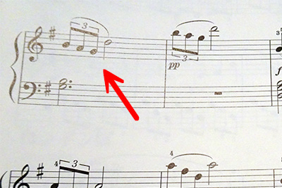 光が反射する楽譜